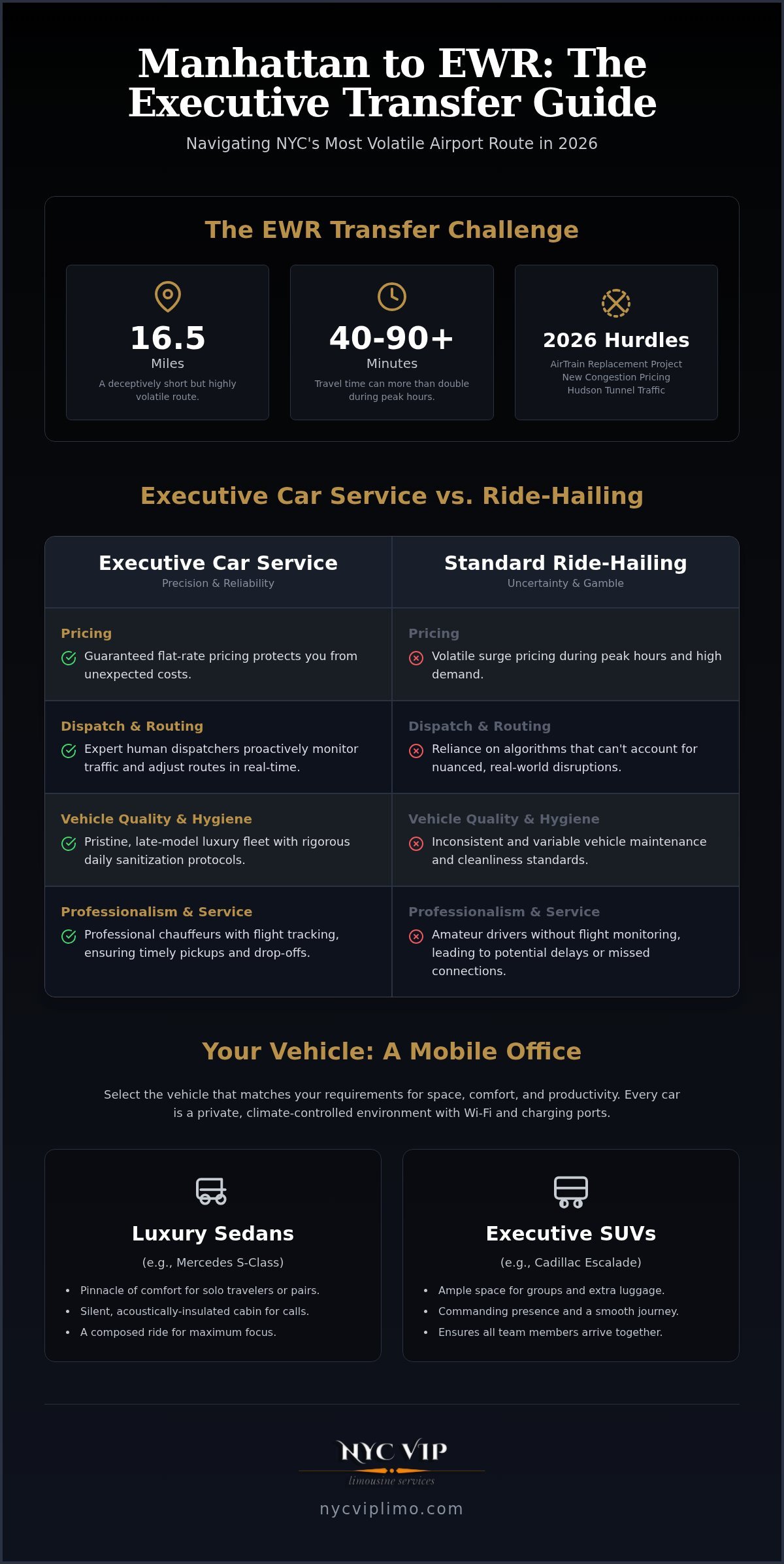 Manhattan to Newark Airport Car Service: The Executive Guide to EWR Transfers
